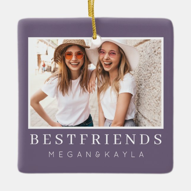 Modernes Chic Best Friends BESTE FREUNDIN Foto Keramikornament (Vorderseite)