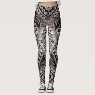 Modernes Chic Black and White Tribal Tattoo Muster Leggings