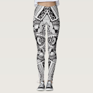 Modernes Chic Black and White Tribal Tattoo Muster Leggings
