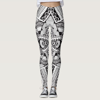 Modernes Chic Black and White Tribal Tattoo Muster Leggings