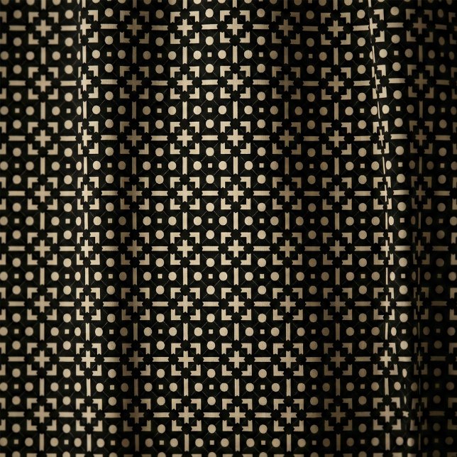 Modernes Chic Black & Beige Geometric-Muster Stoff (Von Creator hochgeladen)
