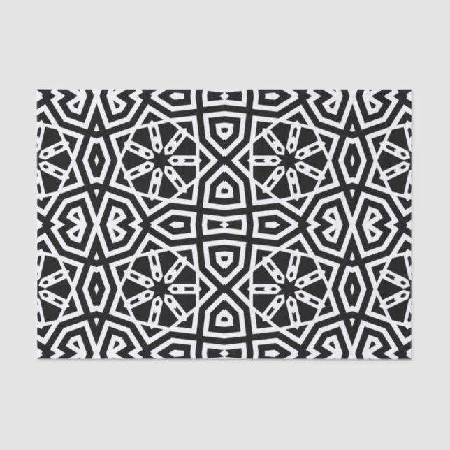 Modernes Chic Black & White Geometric-Muster Seidenpapier (Vorderseite)