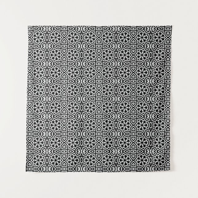 Modernes Chic Black & White Geometric-Muster Wandteppich (Vorderseite)