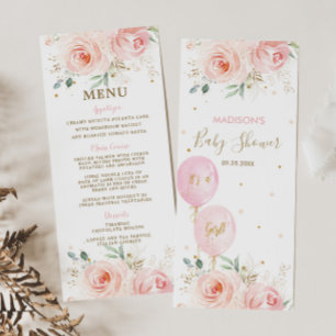 Modernes Chic Blush Floral Balloons Baby Showmenü Programm