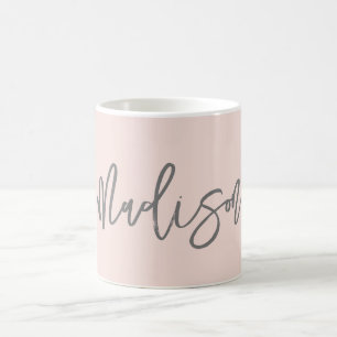 Modernes Chic Blush Pink Personalisiert Name Scrip Kaffeetasse