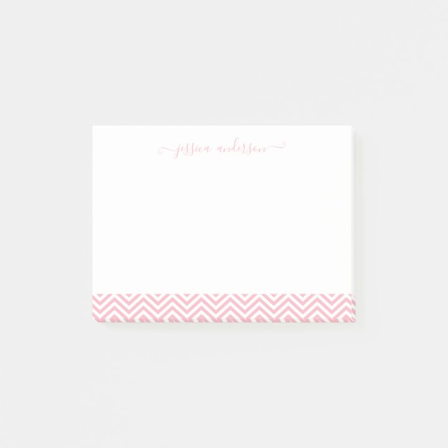 Modernes Chic Blush Pink White Zickzack Girl Scrip Post-it Klebezettel (Vorderseite)