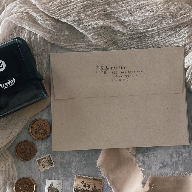 Modernes Chic Family Holiday Card Umschlag Permastempel (Von Creator hochgeladen)