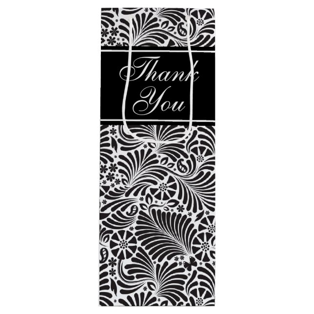 Modernes Chic, florales Muster Personalisiert Geschenktüte Für Weinflaschen (Vorderseite)