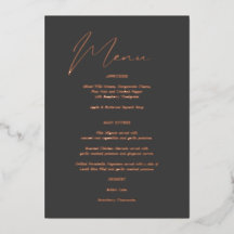 Modernes Chic Foil Gray Menü