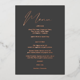 Modernes Chic Foil Gray Menü Folieneinladung