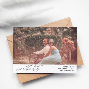 Modernes Chic Foto Horizontal Save the Date weiß Einladung