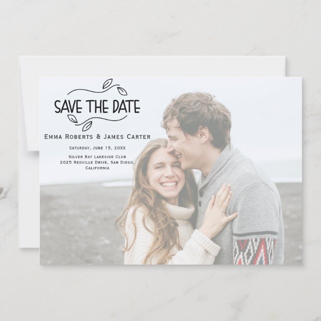Modernes Chic-Foto Speichern Sie das Date Magnet (Vorderseite)