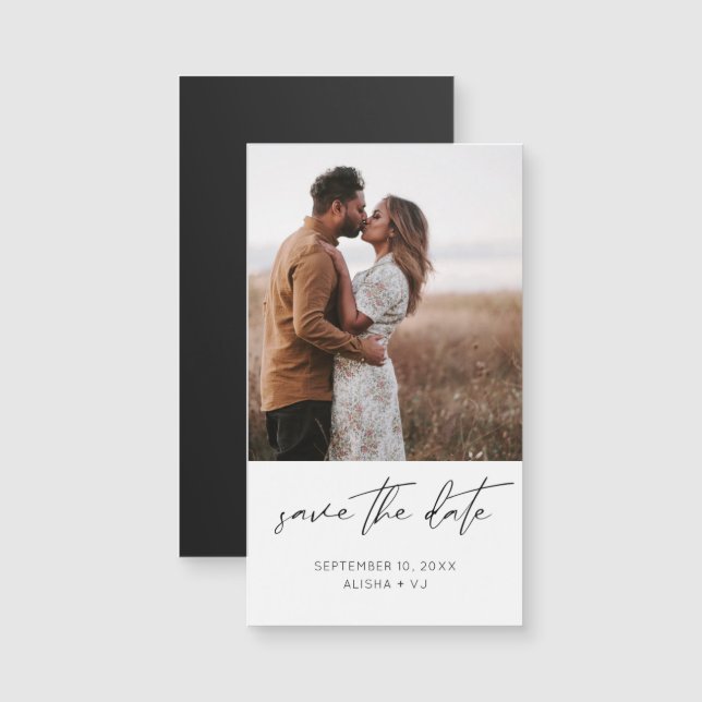 Modernes Chic Foto Verti W Save the Date Magnet SM (Vorne/Hinten)