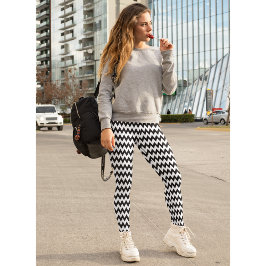 Modernes Chic Geometric Schwarz-weiß Zig Zag Muste Leggings