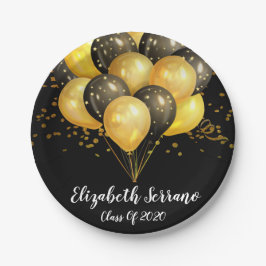 Modernes Chic Gold auf schwarzen Balloons und Conf Pappteller