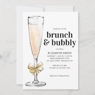 Modernes Chic Gold Brunch und Bubbly Brautparty Einladung