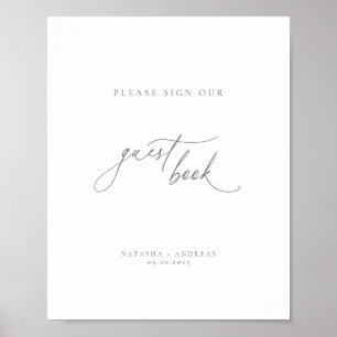 Modernes Chic Gray Minimalistisch Gästebuch