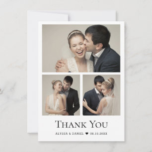 Modernes Chic Heart Wedding Foto Collage Dankeskarte