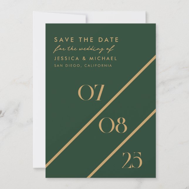 Modernes Chic Hochzeitstag Save the Date (Vorderseite)
