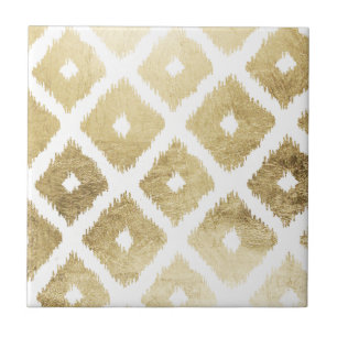 Modernes Chic-Imitat-Goldblatt ikat Muster Fliese