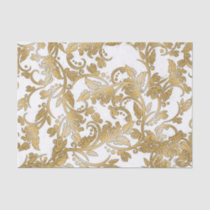 Modernes Chic-Imitatgoldweiße Glitter-Blumen Seidenpapier