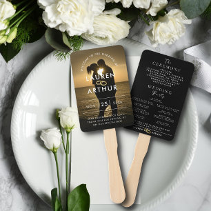 Modernes Chic Minimal Foto Hochzeitsprogramm Fächer