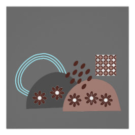 Modernes Chic Monogram Round Black Poster