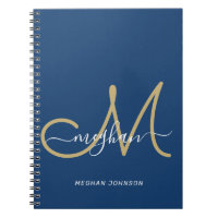 Modernes Chic Navy Gold Script Mit Monogramm
