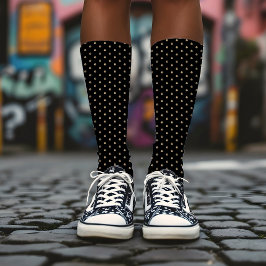 Modernes Chic Polka Dots Muster Luxus Gold & Black Socken