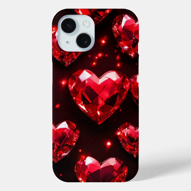 Modernes Chic Red Hearts Case-Mate iPhone Hülle (Rückseite)