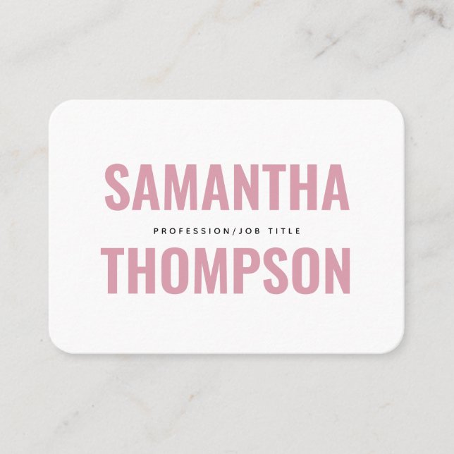 Modernes Chic Rosa und Weiß Beruflich Visitenkarte (Vorderseite)