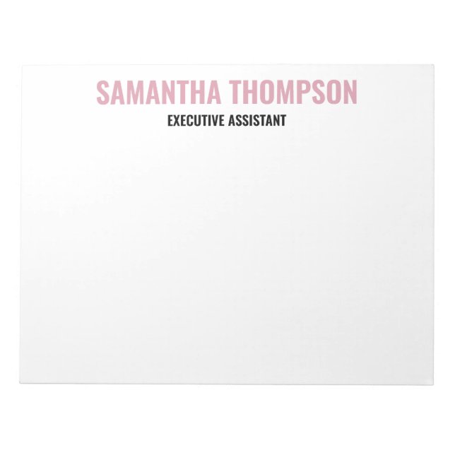 Modernes Chic Rosa, Weiß und Schwarz Notizblock (Vorderseite)