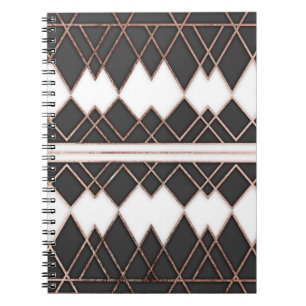 Modernes Chic-Rosen-Goldschwarzweiss-Dreiecke Notizblock