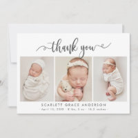 Modernes Chic Script Baby 3 Foto Collage Vielen Da