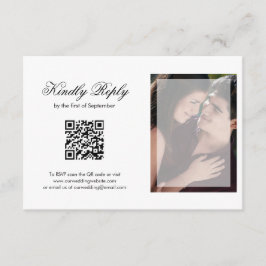 Modernes Chic Script Foto QR Code Hochzeit RSVP Karte