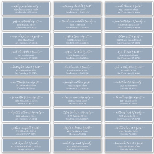 Modernes Chic Script für die Hochzeitsgäste Aufkleber (Vorderseite)