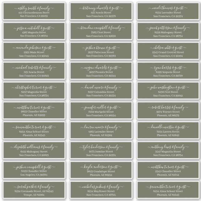 Modernes Chic Script für die Hochzeitsgäste Aufkleber (Vorderseite)