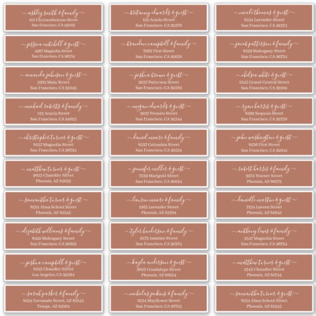 Modernes Chic Script für die Hochzeitsgäste Aufkleber (Vorderseite)