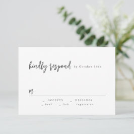 Modernes Chic Script Minimalistisch Wedding RSVP
