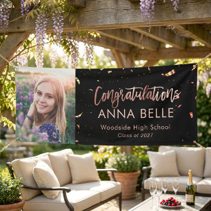 Modernes Chic Script Rose Gold Abschluss Foto Banner