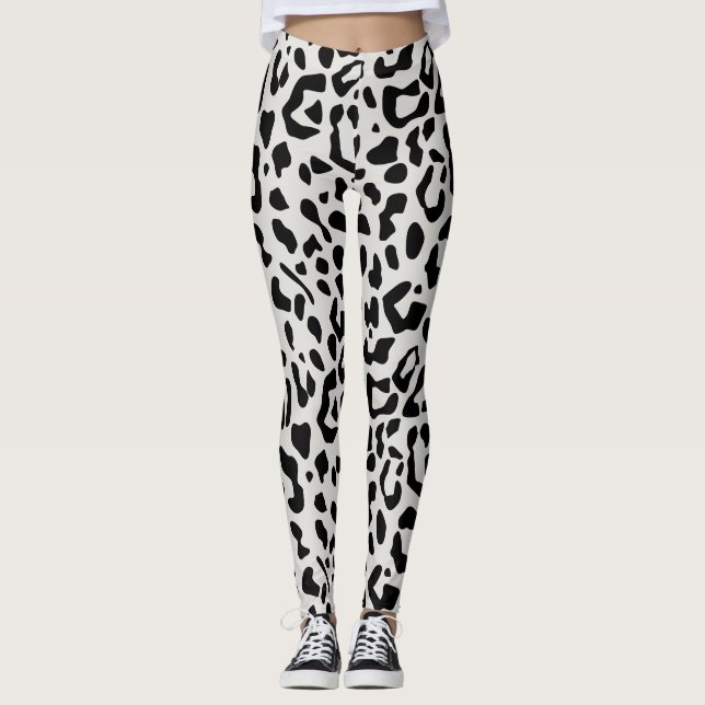 Modernes Chic Snow Leopard Tierdruckmuster Leggings (Vorderseite)