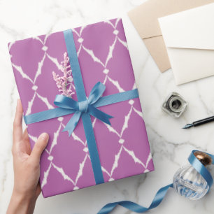 Modernes Chic strukturiertes lila ikat Zickzack Geschenkpapier