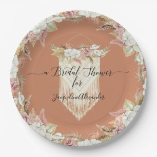 Modernes Chic Terra Cotta Pink Brautparty Pappteller