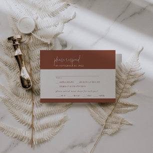 Modernes Chic Terracotta Rost Menü Auswahl RSVP Ka Karte