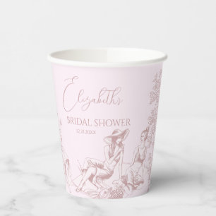 Modernes Chic Toile de Jouy Picnic Brautparty Pappbecher