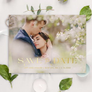 Modernes Chic Typografy Foto Save the Date Folie Einladungspostkarte