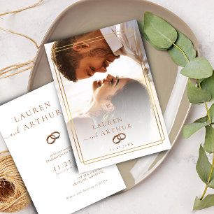 Modernes Chic Ultra-Minimal Typografie-Foto Hochze Einladung