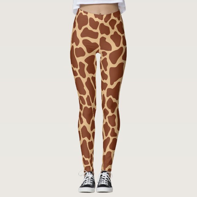 Modernes Chic Wildlife Giraffe Tierdruckmuster Leggings (Vorderseite)