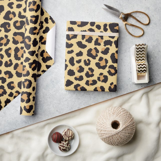 Modernes Chic Wildlife Leopard Tierdruckmuster Geschenkpapier (Kunsthandwerk)