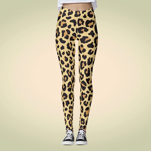 Modernes Chic Wildlife Leopard Tierdruckmuster Leggings (Von Creator hochgeladen)